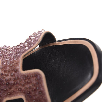 Hermes Suede Crystal Powder Oran Sandals 38 8 of 8