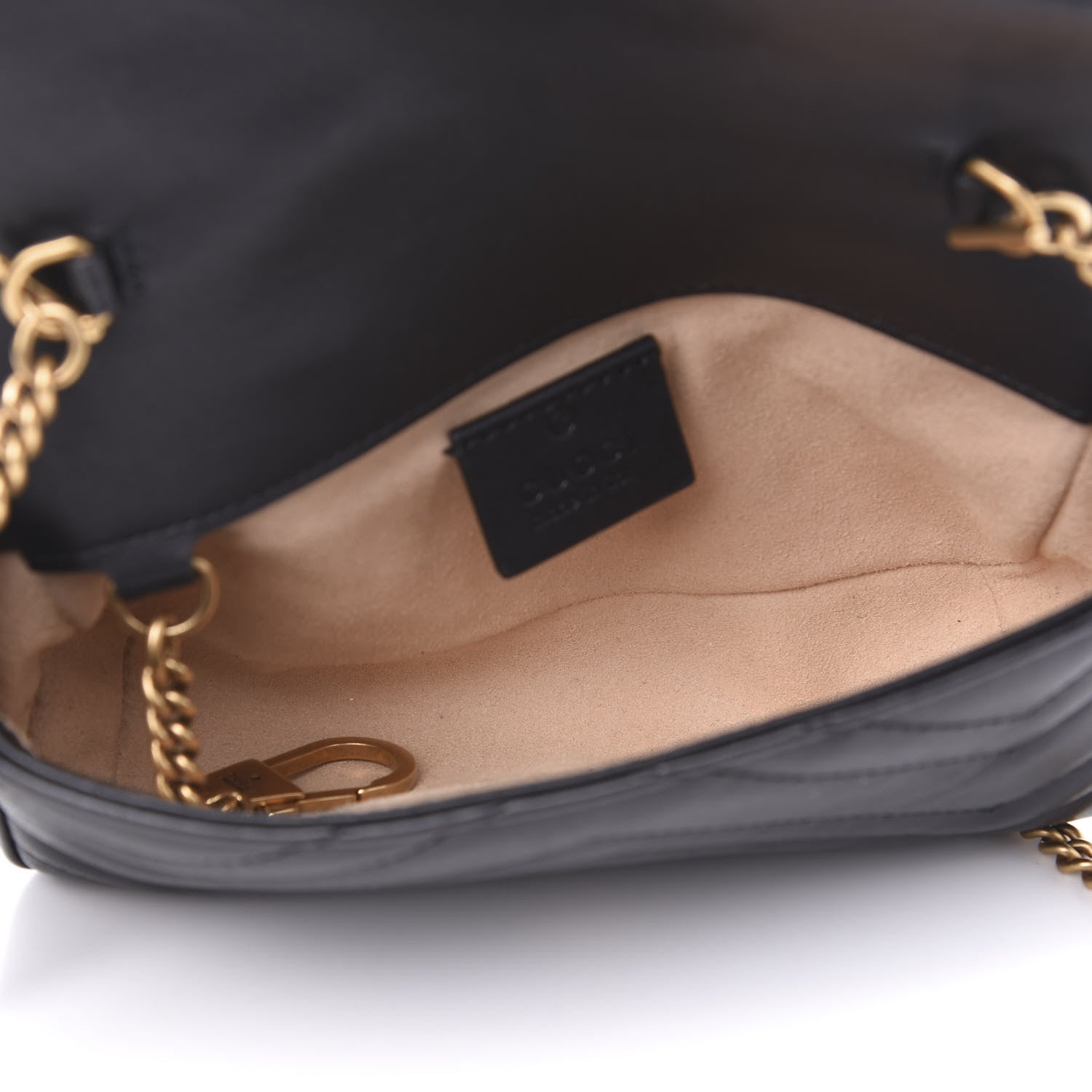 Gucci Calfskin Matelasse Super Mini GG Marmont Shoulder Bag Black 5 of 14