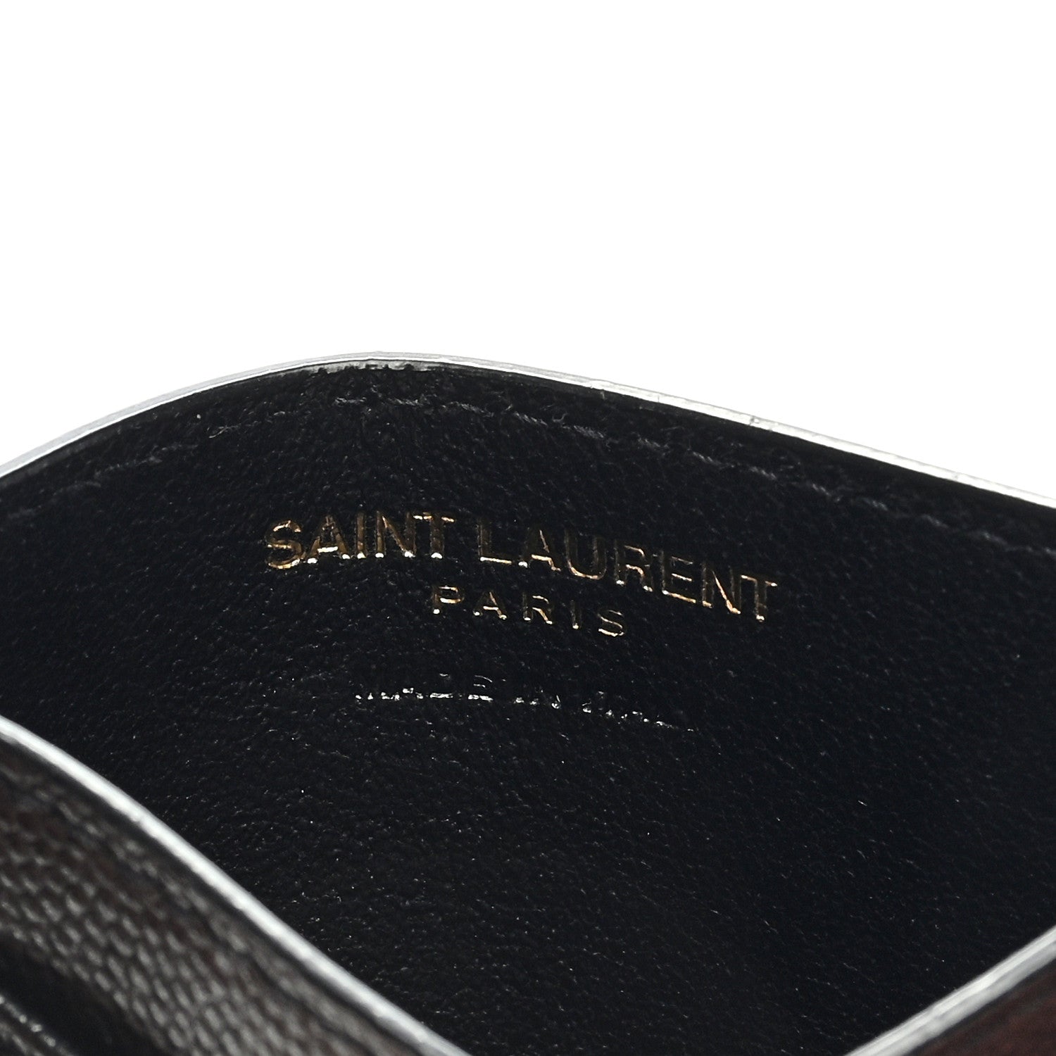Saint Laurent Grain De Poudre Matelasse Chevron Monogram Credit Card Case Black 6 of 6