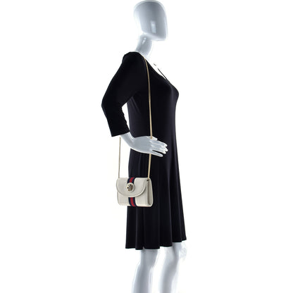 Gucci Textured Calfskin Web Mini Rajah Slim Flap Shoulder Bag Mystic White 2 of 11