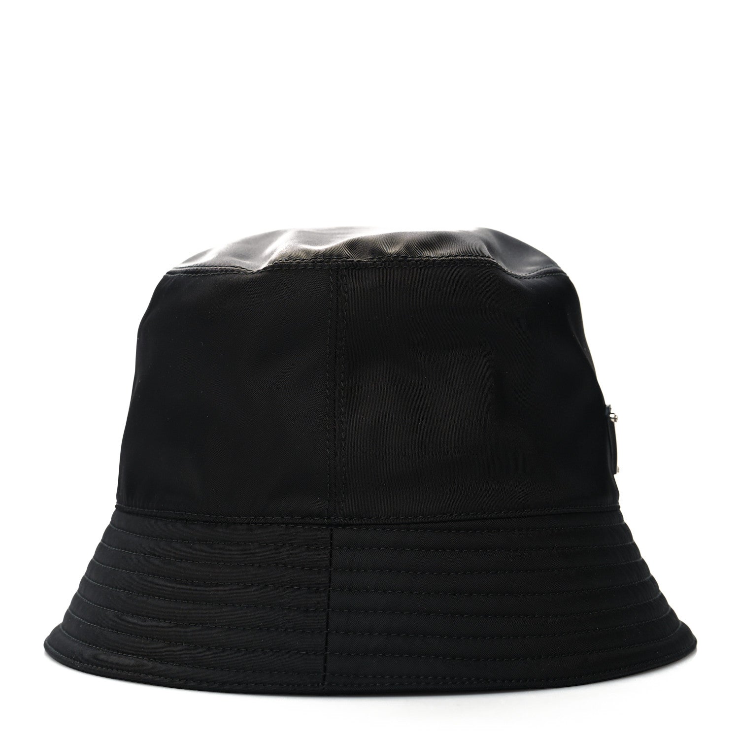 Prada Nylon Metal Triangle Logo Womens Bucket Hat M Black 5 of 8