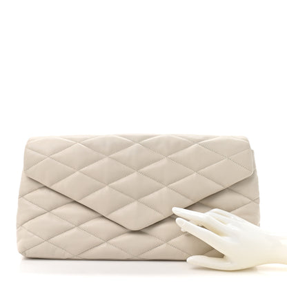 Saint Laurent Lambskin Quilted Sade Puffer Envelope Clutch Crema Soft 2 of 9