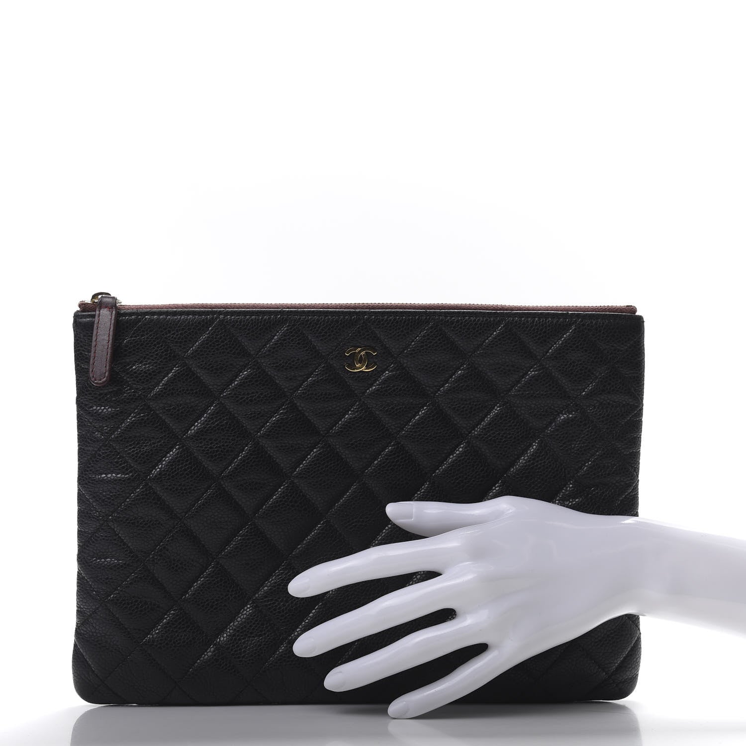 Chanel Caviar Quilted Medium Cosmetic Case Black 3 of 9
