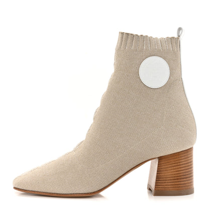 Hermes Knit Calfskin Volver 60 Ankle Boots 38.5 Nocciola 1 of 10
