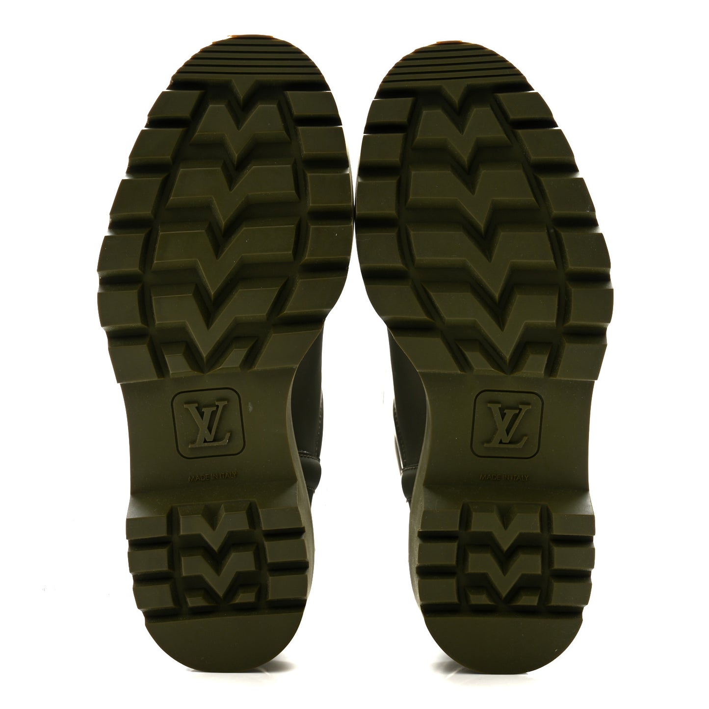Rubber Calfskin Territory Flat Boots 36 Khaki