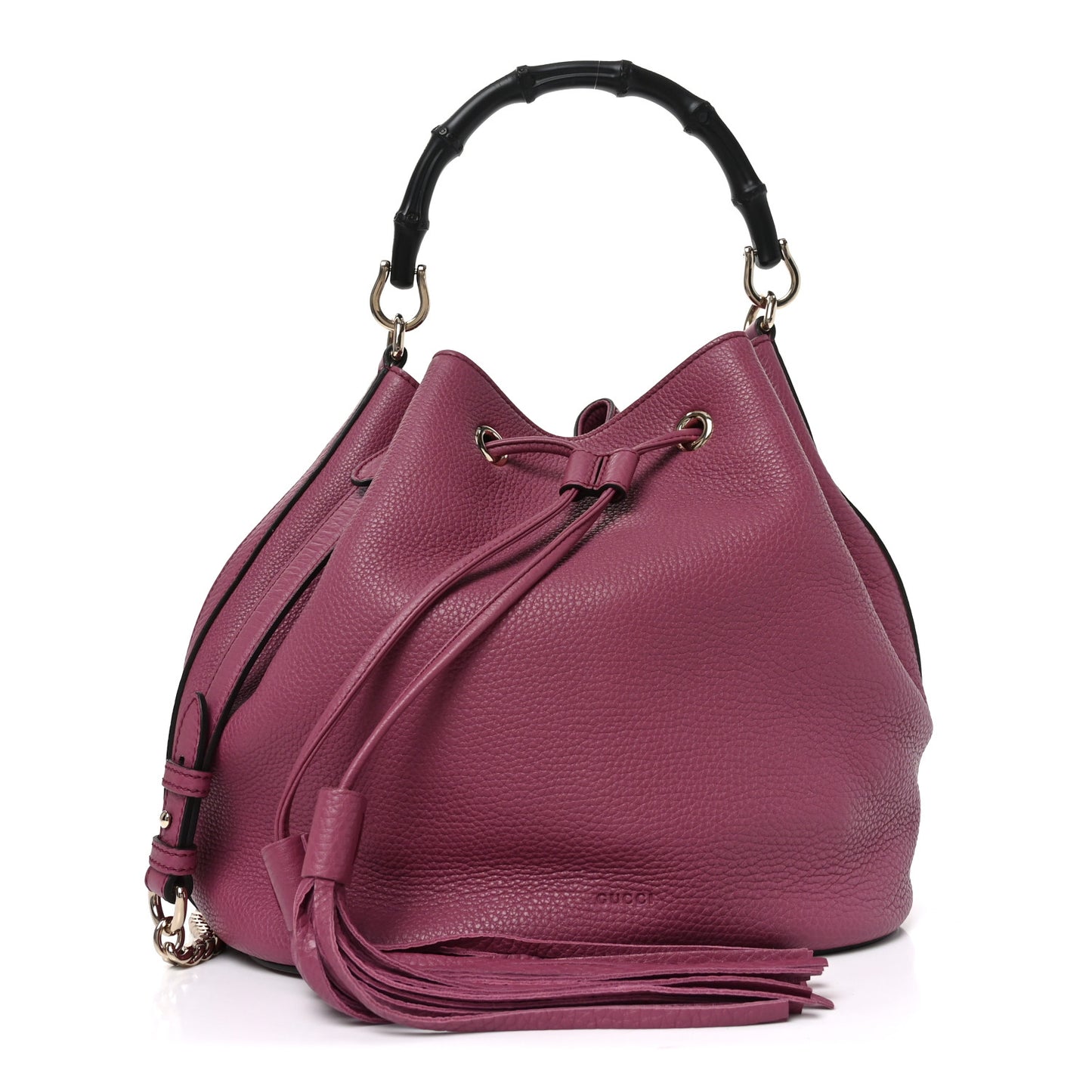 Pebbled Calfskin Miss Bamboo Bucket Bag Purple