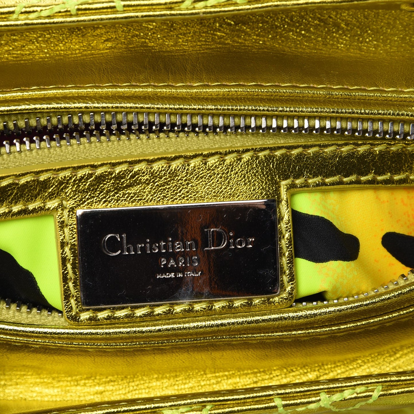 Metallic Lambskin Cannage Medium Anselm Reyle Lady Dior Yellow