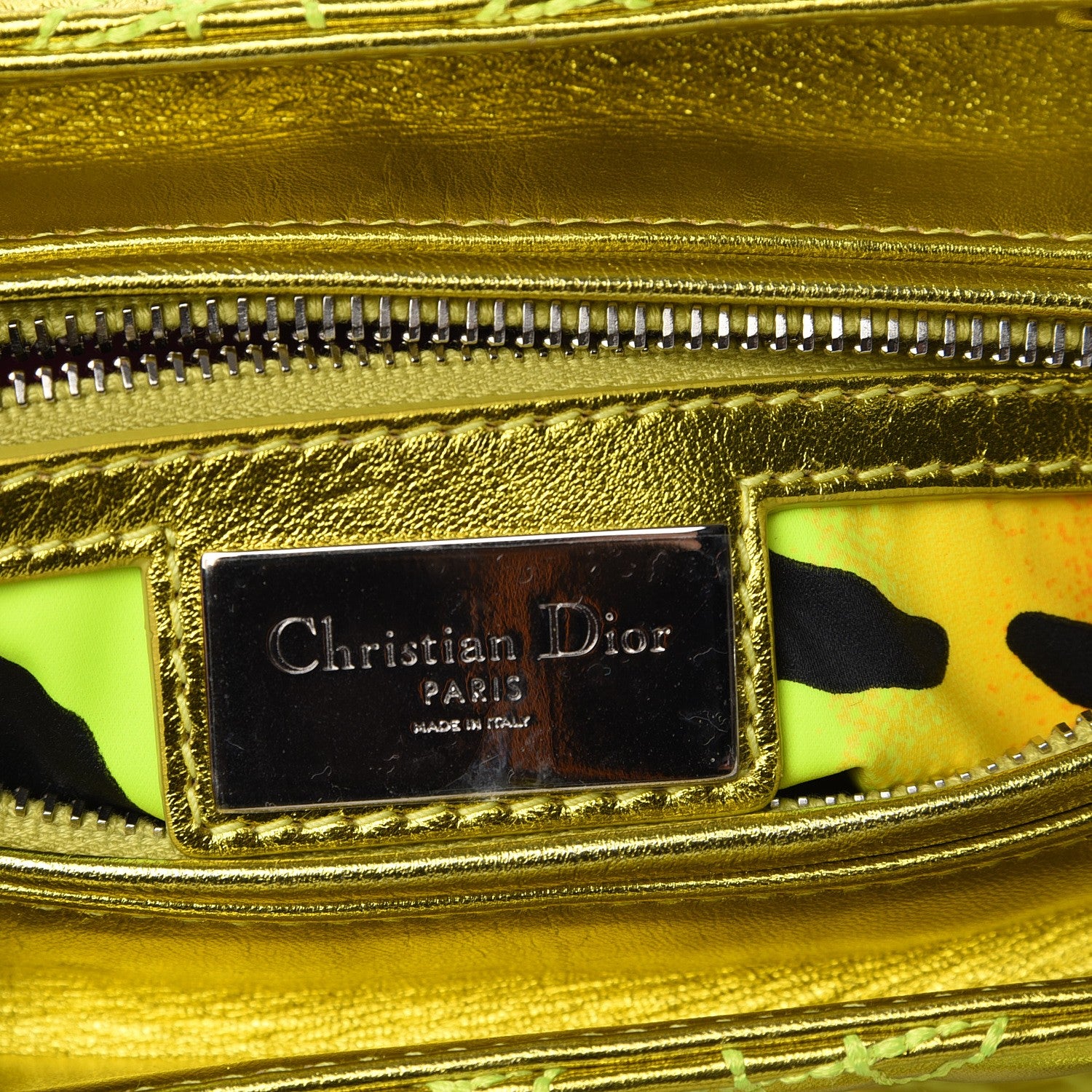 Christian Dior Metallic Lambskin Cannage Medium Anselm Reyle Lady Dior Yellow 8 of 10