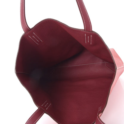 Hermes Taurillon Clemence Double Sens 45 Reversible Tote Rubis Bougainvillea 9 of 11