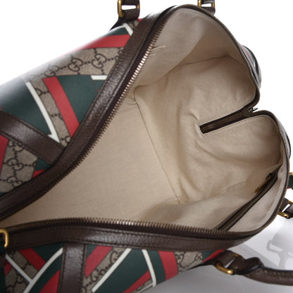 Gucci GG Supreme Monogram Chevron Web Medium Duffle Beige Green Red New Acero 6 of 8