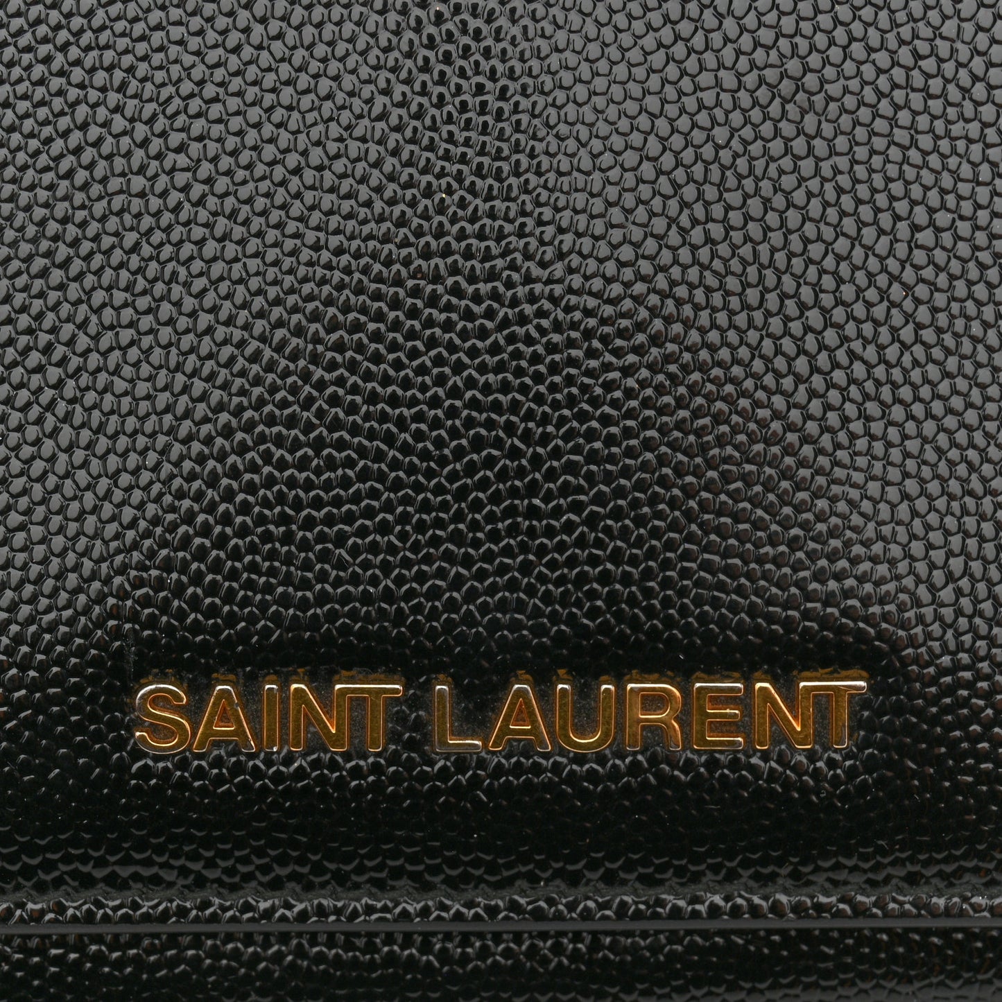 Patent Grain de Poudre Classic Large Letters Flap Wallet Black