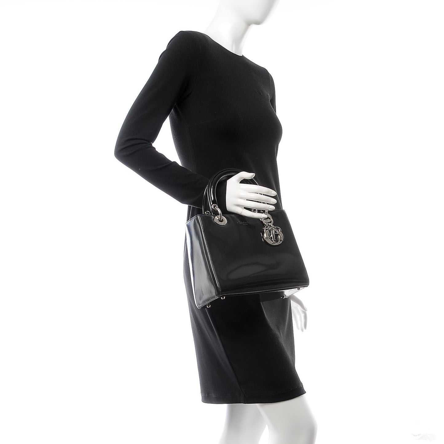 Patent Medium Lady Dior Black
