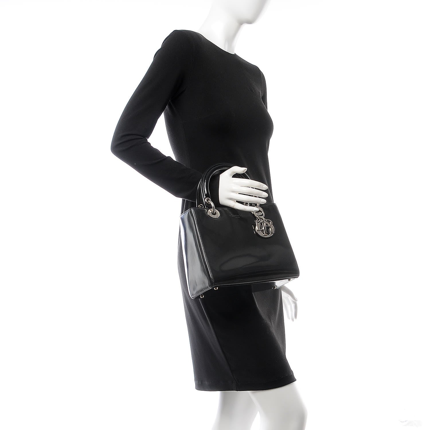 Christian Dior Patent Medium Lady Dior Black 2 of 18