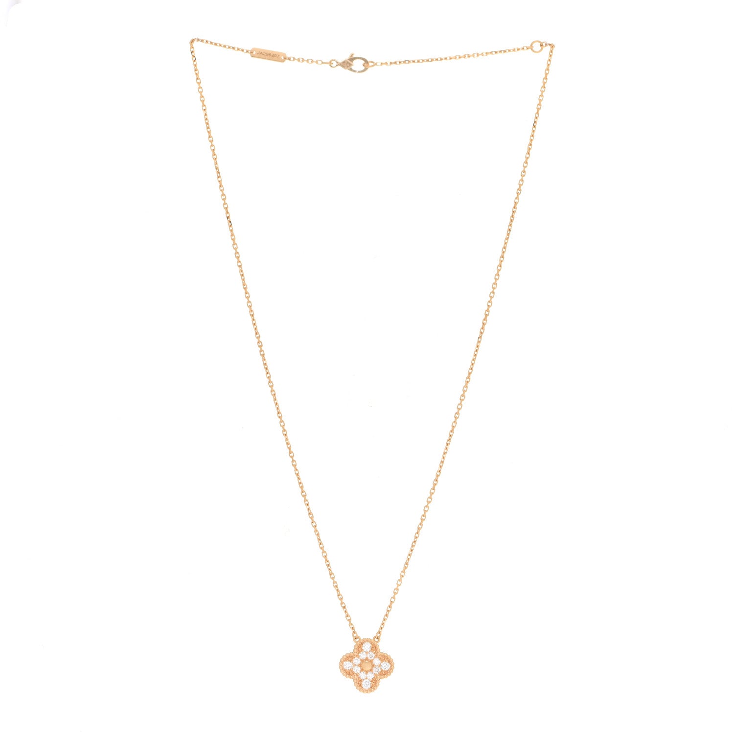 Van Cleef & Arpels 18K Yellow Gold Diamond Vintage Alhambra Pendant Necklace 3 of 6
