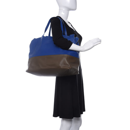Celine Lambskin Horizontal Bi-Color Cabas Royal Blue Khaki 2 of 9