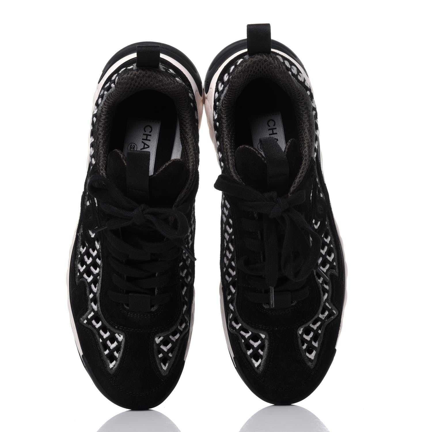 Chanel Suede Calfskin Embroidered CC Sneakers 39 Black 6 of 11