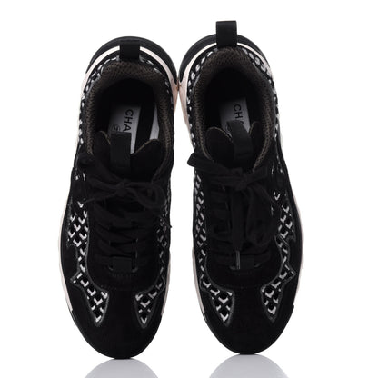 Chanel Suede Calfskin Embroidered CC Sneakers 39 Black 6 of 11