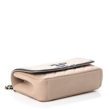 Chanel Caviar Quilted Small CC Filigree Flap Beige Black 5 of 10