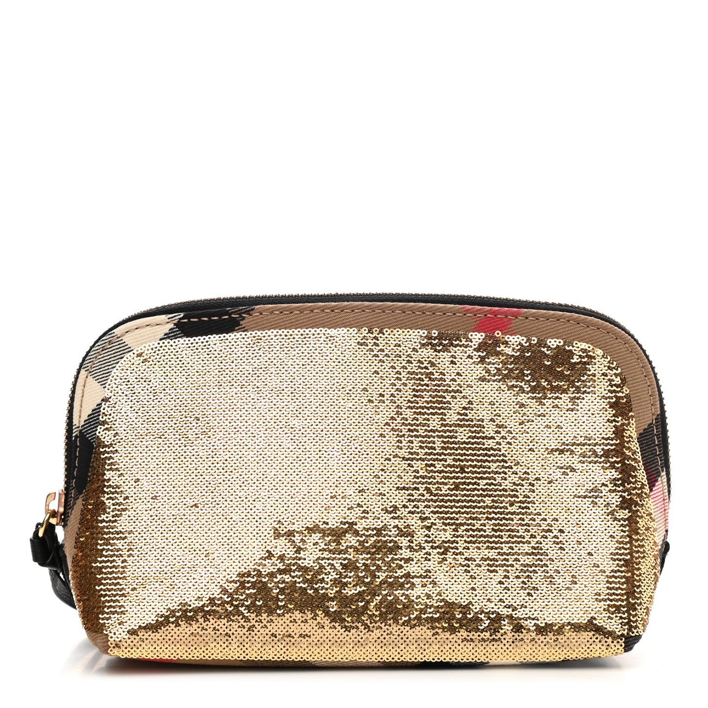 House Check Sequin Peyton Pouch Bag Gold Black