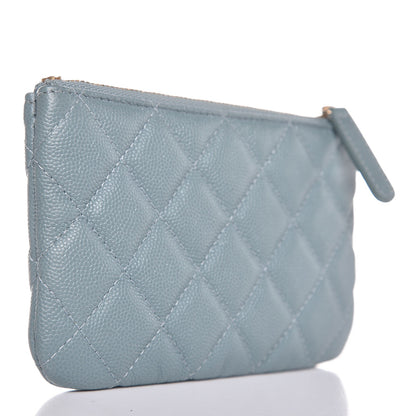 Chanel Iridescent Caviar Quilted Small Cosmetic Case Light Blue 3 of 8