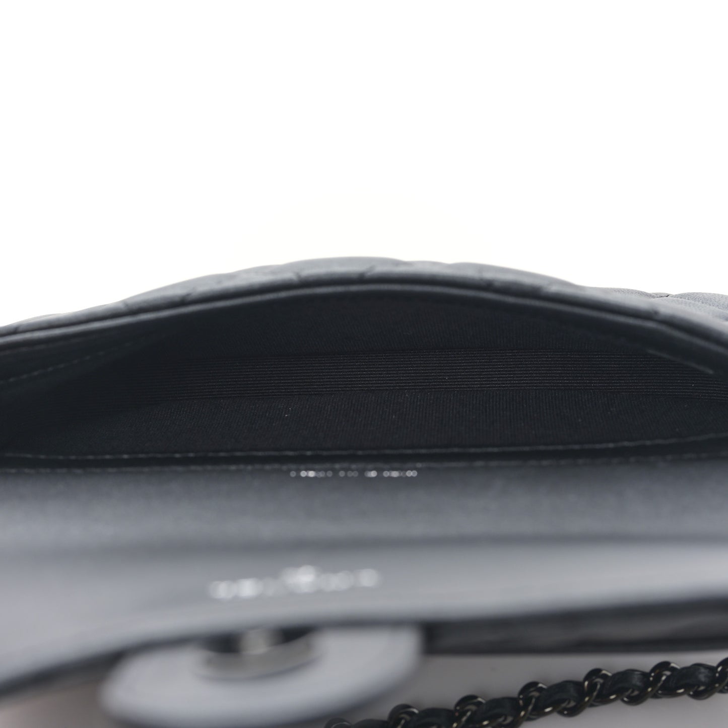 Lambskin Quilted Flap Phone Holder With Chain So Black