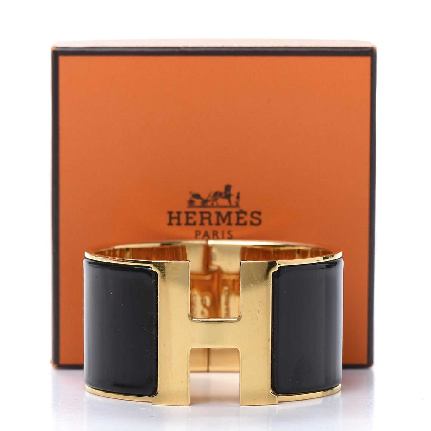 Enamel Extra Wide Clic Clac H Bracelet GM Black