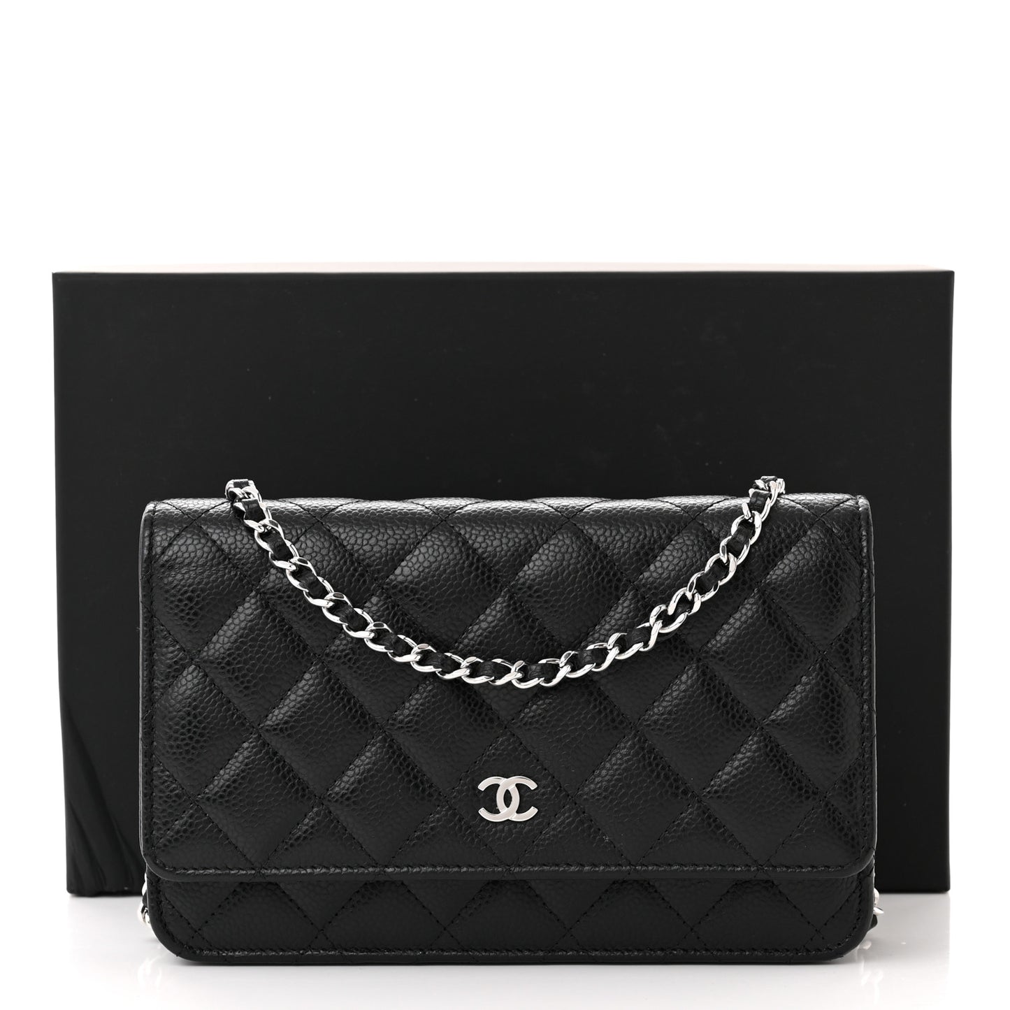 Caviar Quilted Wallet on Chain WOC Black