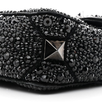 Valentino Garavani Crystal Suede Lacquer Monochrome Medium Roman Stud Shoulder Bag Black 9 of 9