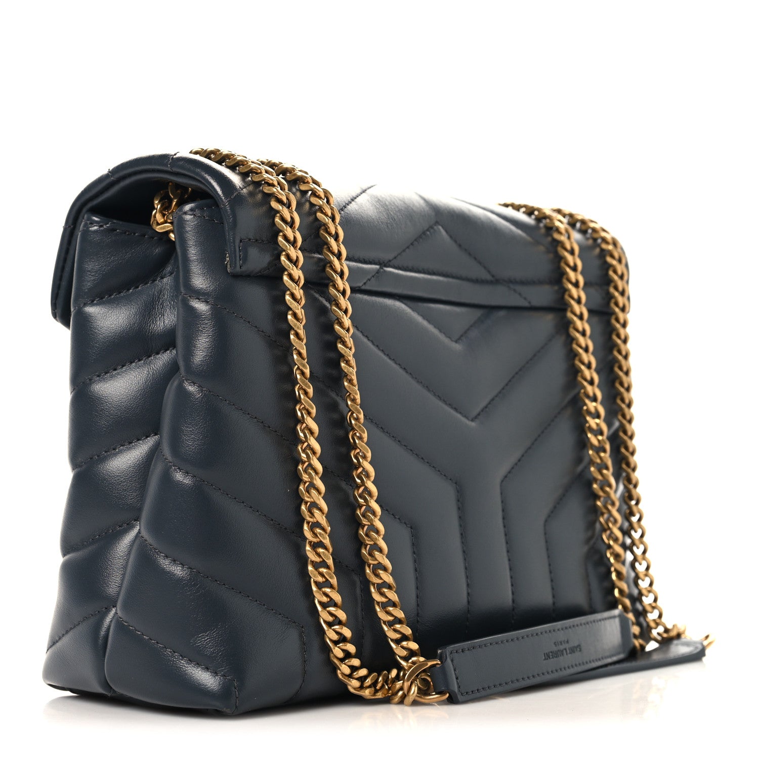 Saint Laurent Calfskin Y Quilted Monogram Small Loulou Chain Satchel Dark Smog 3 of 10
