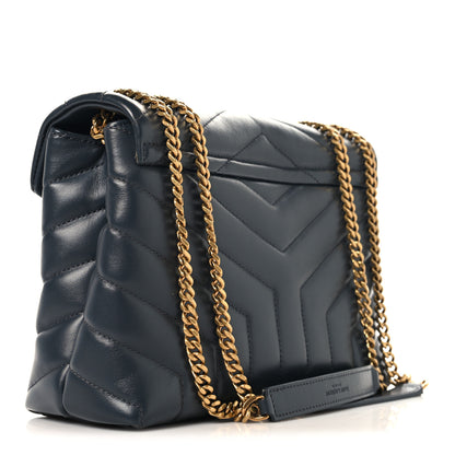 Saint Laurent Calfskin Y Quilted Monogram Small Loulou Chain Satchel Dark Smog 3 of 10
