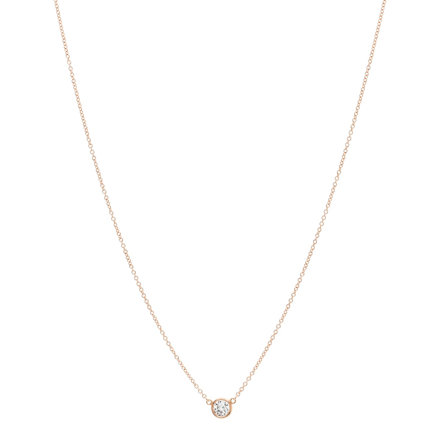 18K Rose Gold Diamond .25ct Elsa Peretti Diamonds by the Yard Pendant Necklace