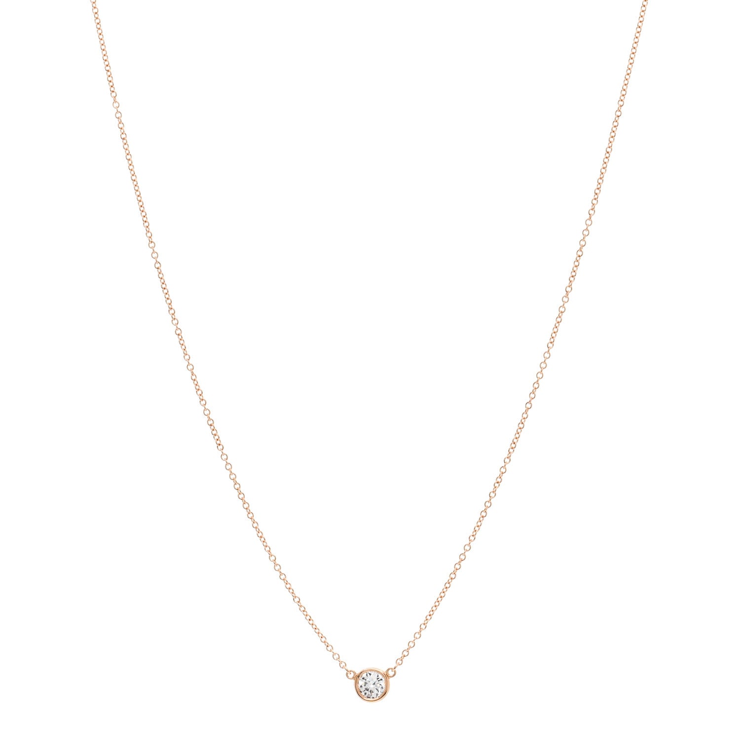 Tiffany 18K Rose Gold Diamond .25ct Elsa Peretti Diamonds by the Yard Pendant Necklace 1 of 6