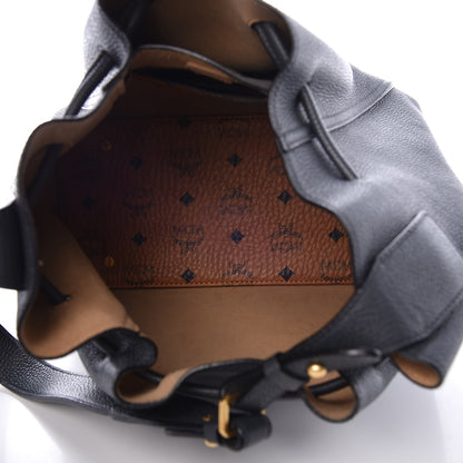 MCM Grained Calfskin Milla Drawstring Bucket Bag Phantom Gray 4 of 6