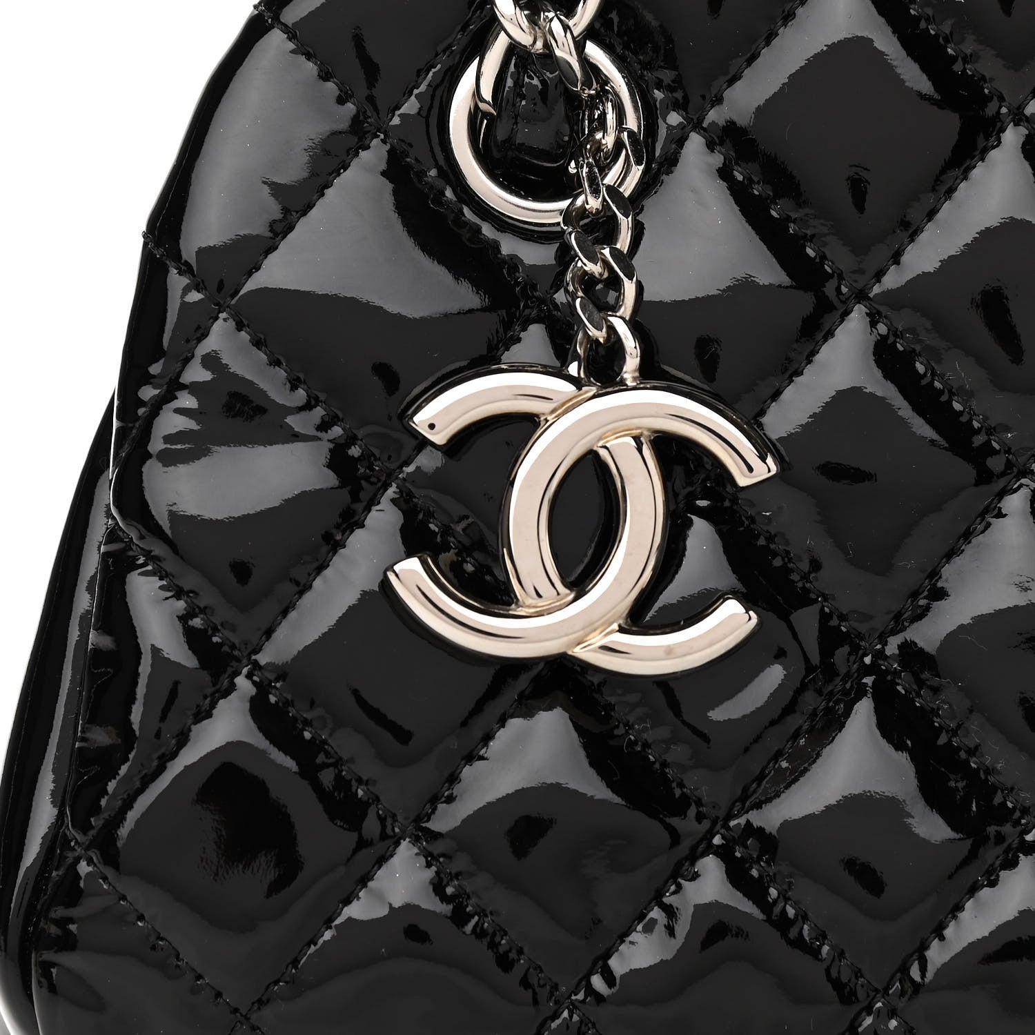 Chanel Patent Quilted Small Just Mademoiselle Bowling Bag Black 10 of 11