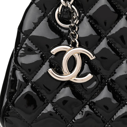 Chanel Patent Quilted Small Just Mademoiselle Bowling Bag Black 10 of 11