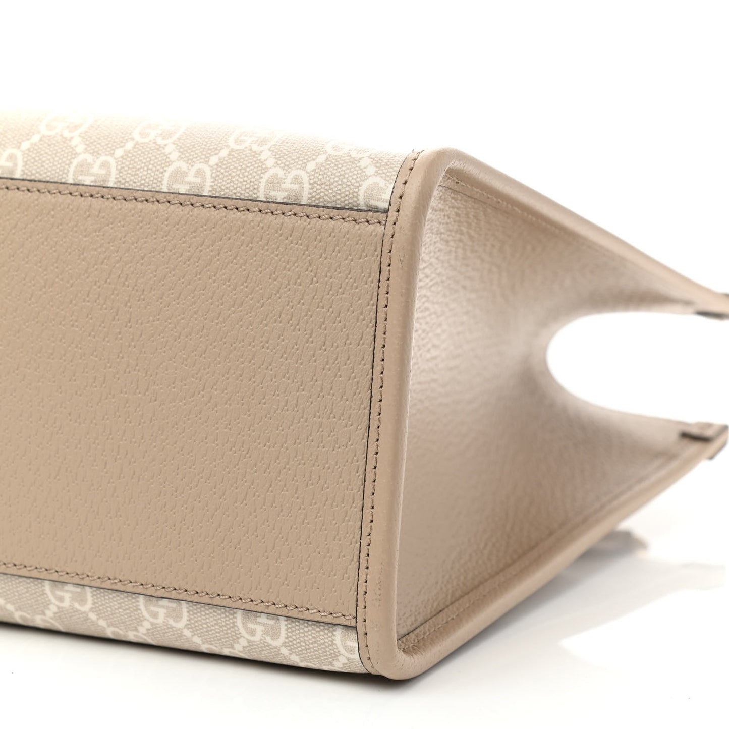 GG Supreme Monogram Textured Dollar Calfskin Small Retro Interlocking G Tote Bag Beige Mystic White Oatmeal