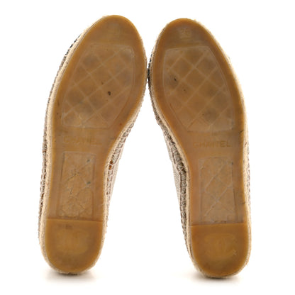 Chanel Crackled Calfskin Espadrilles 36 Light Beige Black 6 of 13