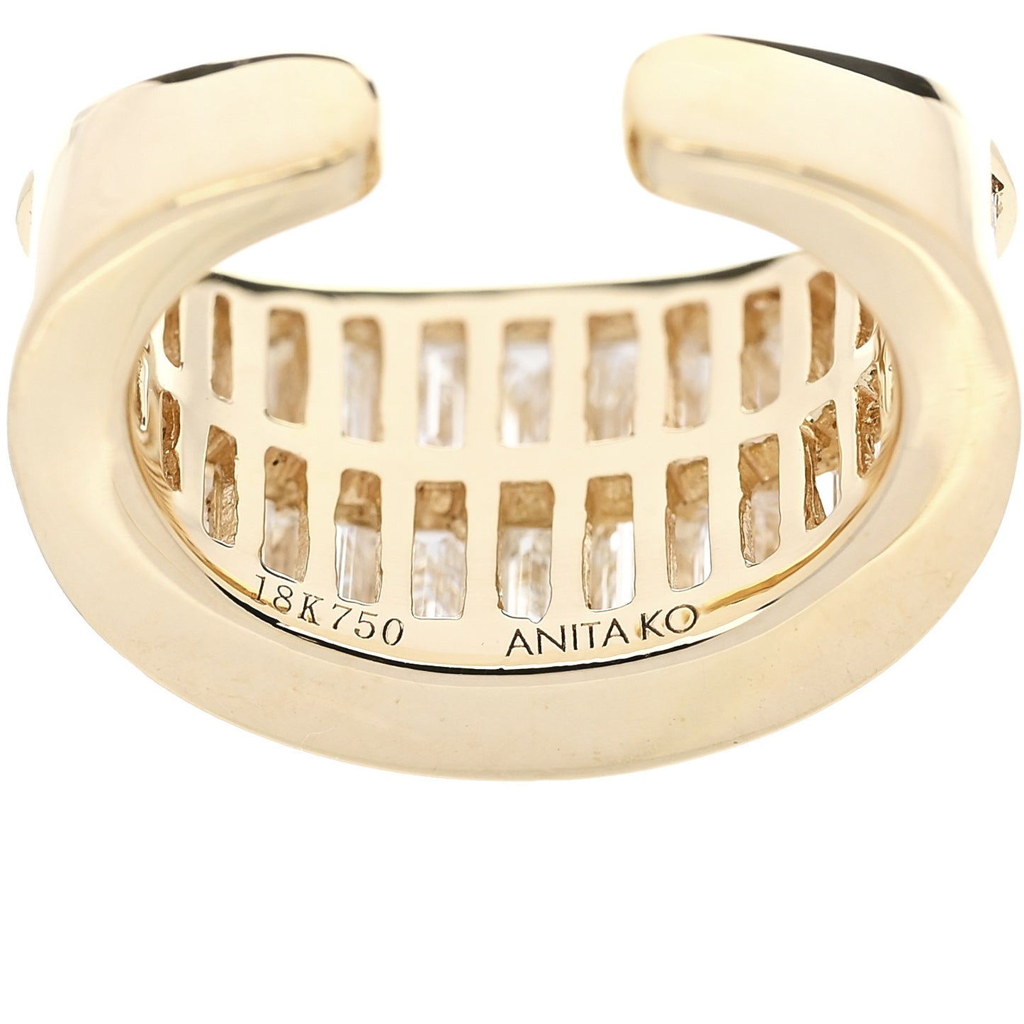 18K Yellow Gold Baguette Diamond Galaxy Ear Cuff Earring