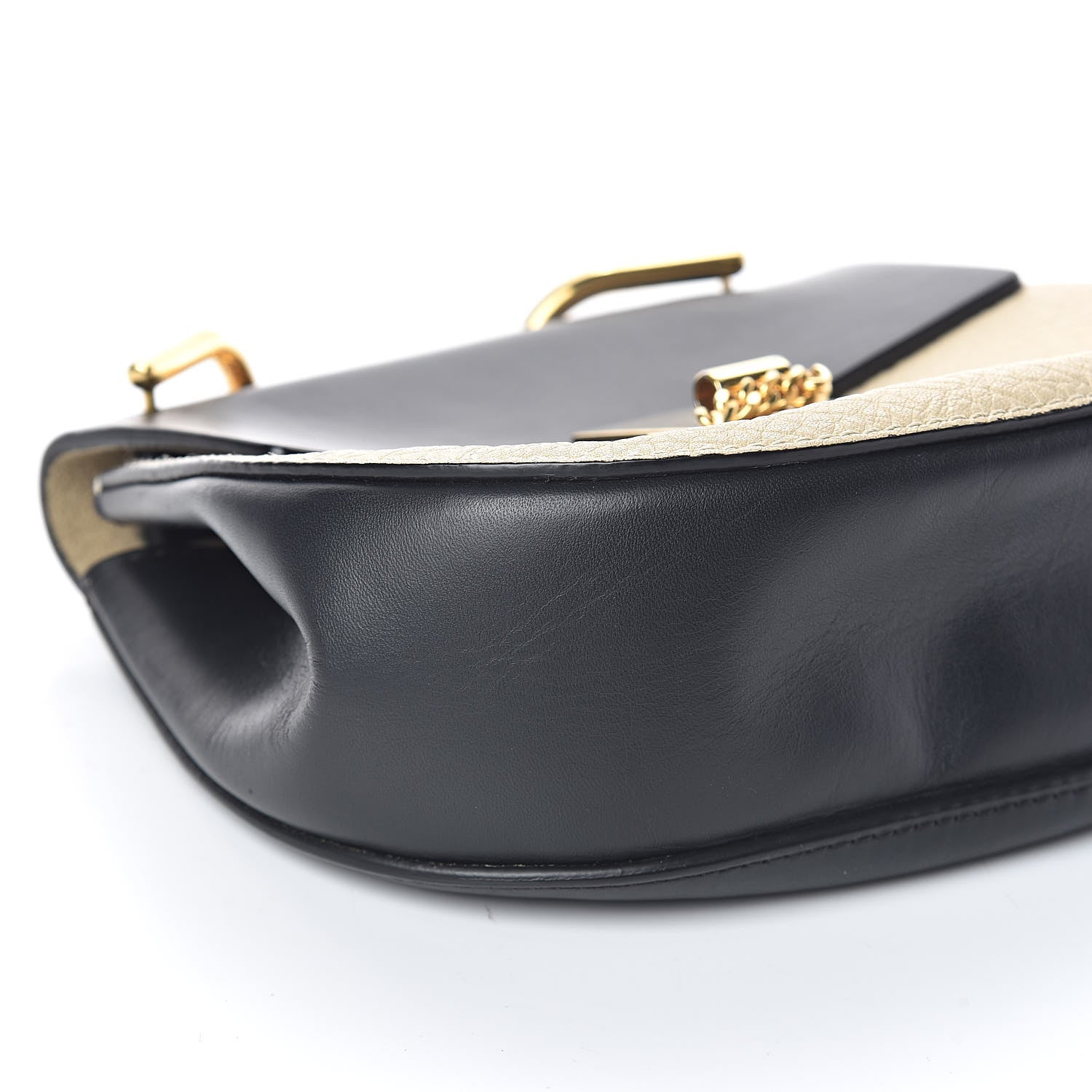 Chloe Grained Calfskin Lambskin Mini Bi-Color Drew Shoulder Bag Ivory Black 7 of 9