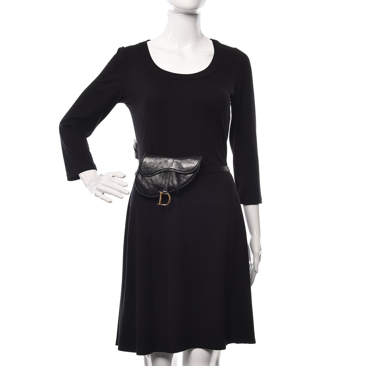 Christian Dior Ostrich Saddle Belt Bag Black 2 of 13