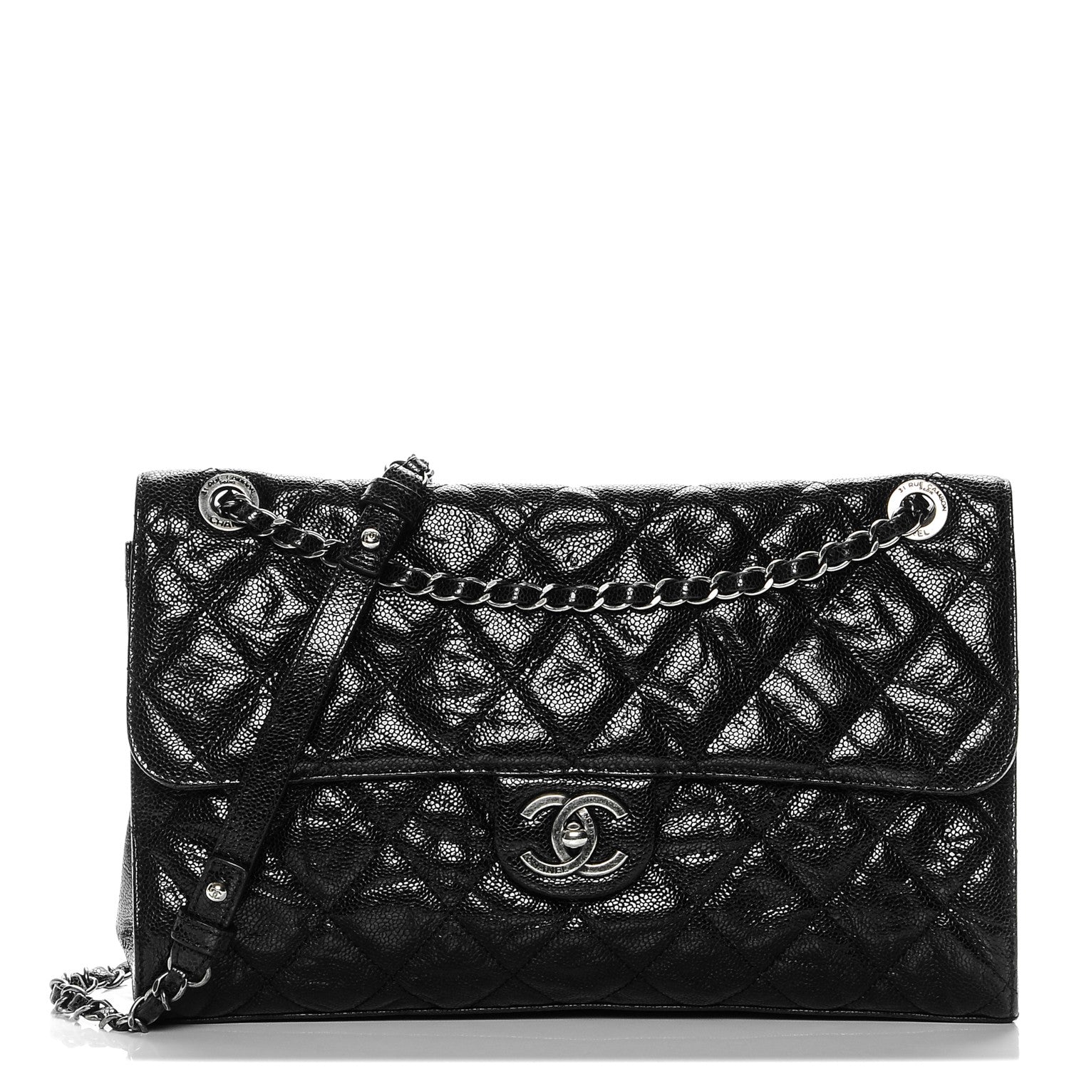 Chanel Crumpled Grained Calfskin Jumbo CC Crave Flap Black 1 of 7