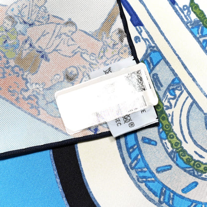 Hermes Silk Les Artisans D'Hermes Scarf 90 Bleu Lagon Ciel 4 of 4