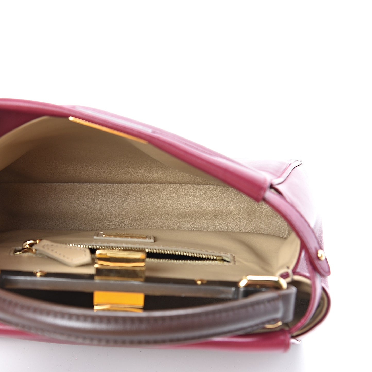 Nappa Mini Peekaboo Iconic Satchel Black Cherry Brown