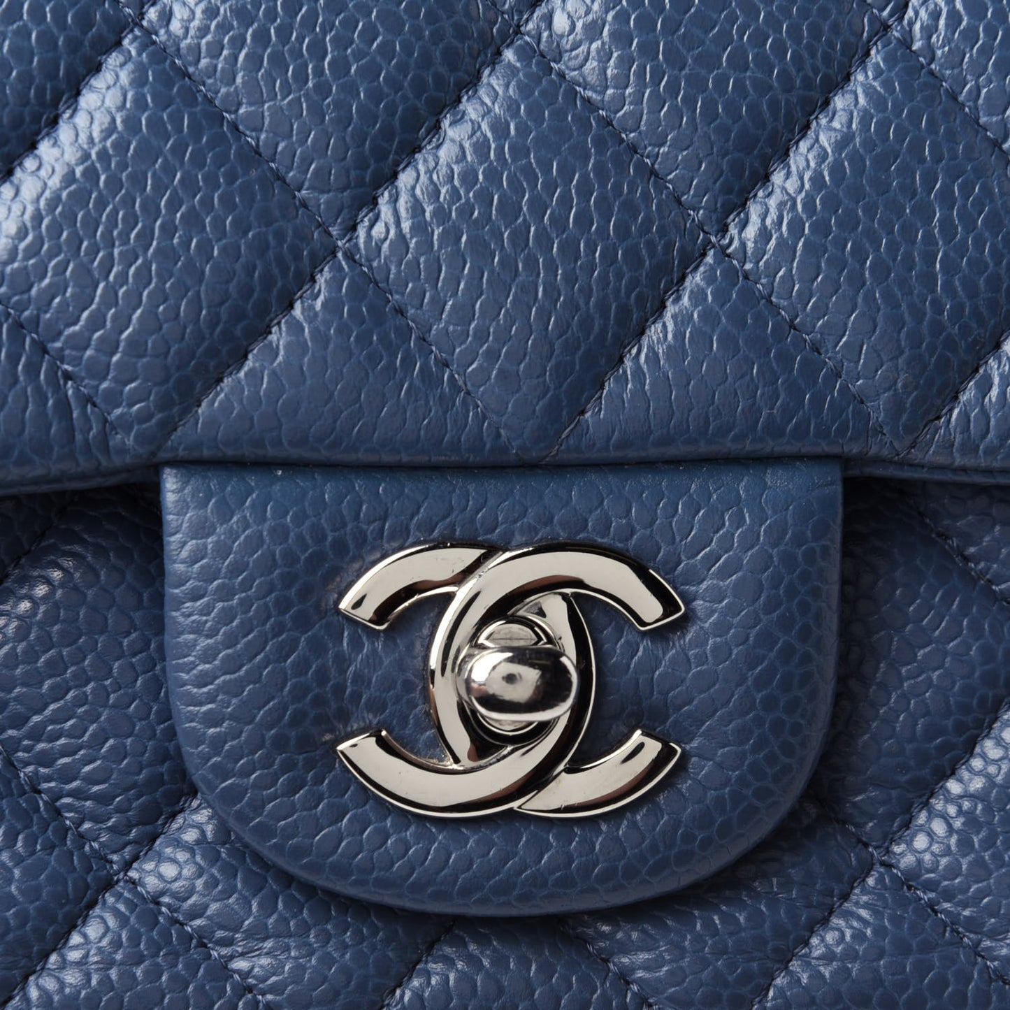 Caviar Quilted Mini Rectangular Flap Blue