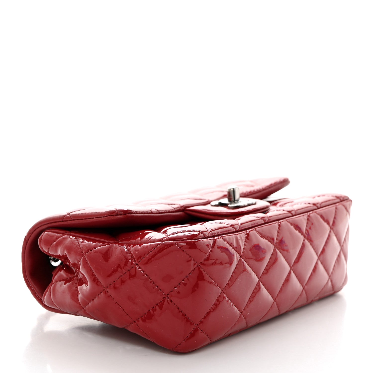 Chanel Patent Calfskin Quilted Mini Rectangular Flap Dark Red 4 of 11