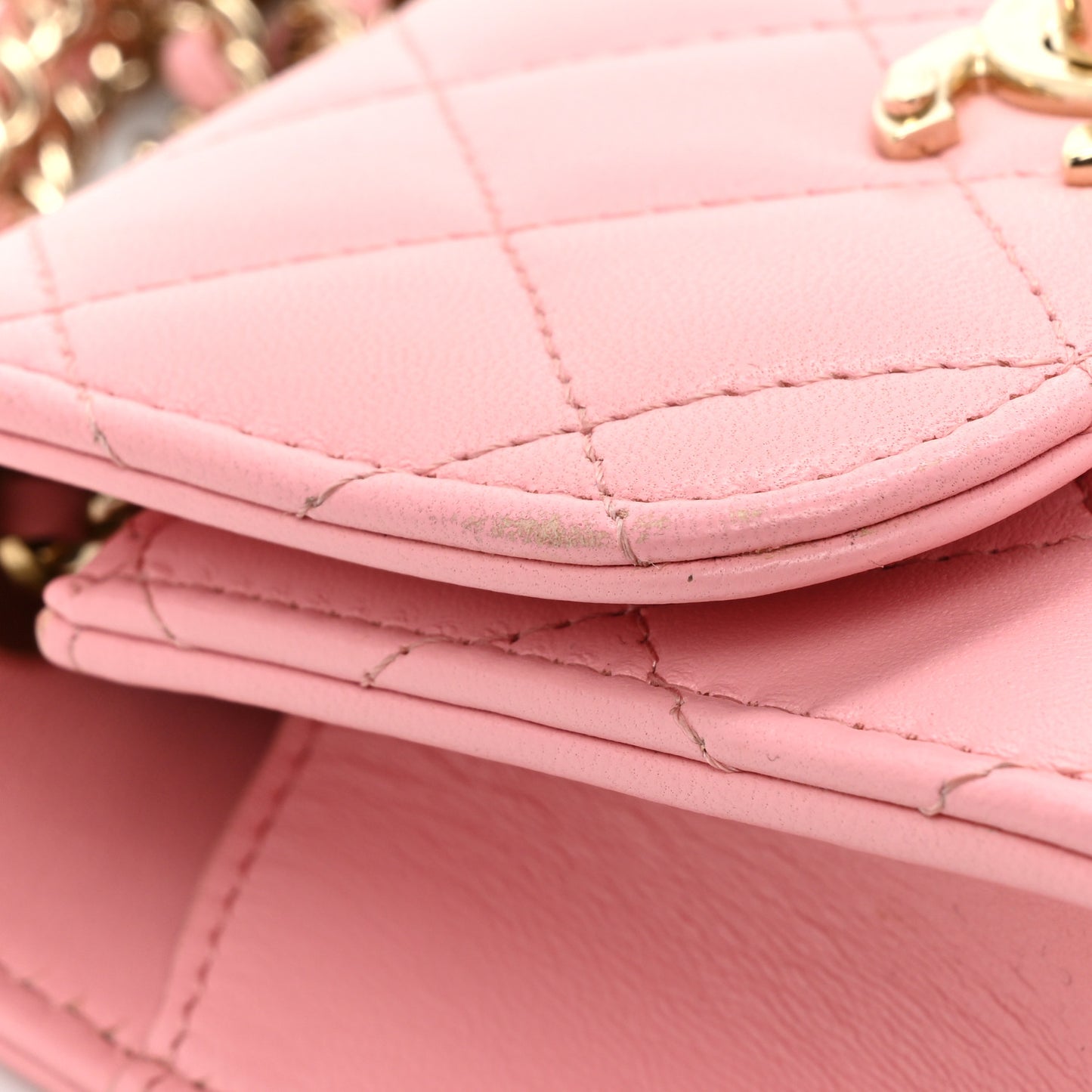 Lambskin Quilted Mini Trendy CC Clutch With Chain Pink