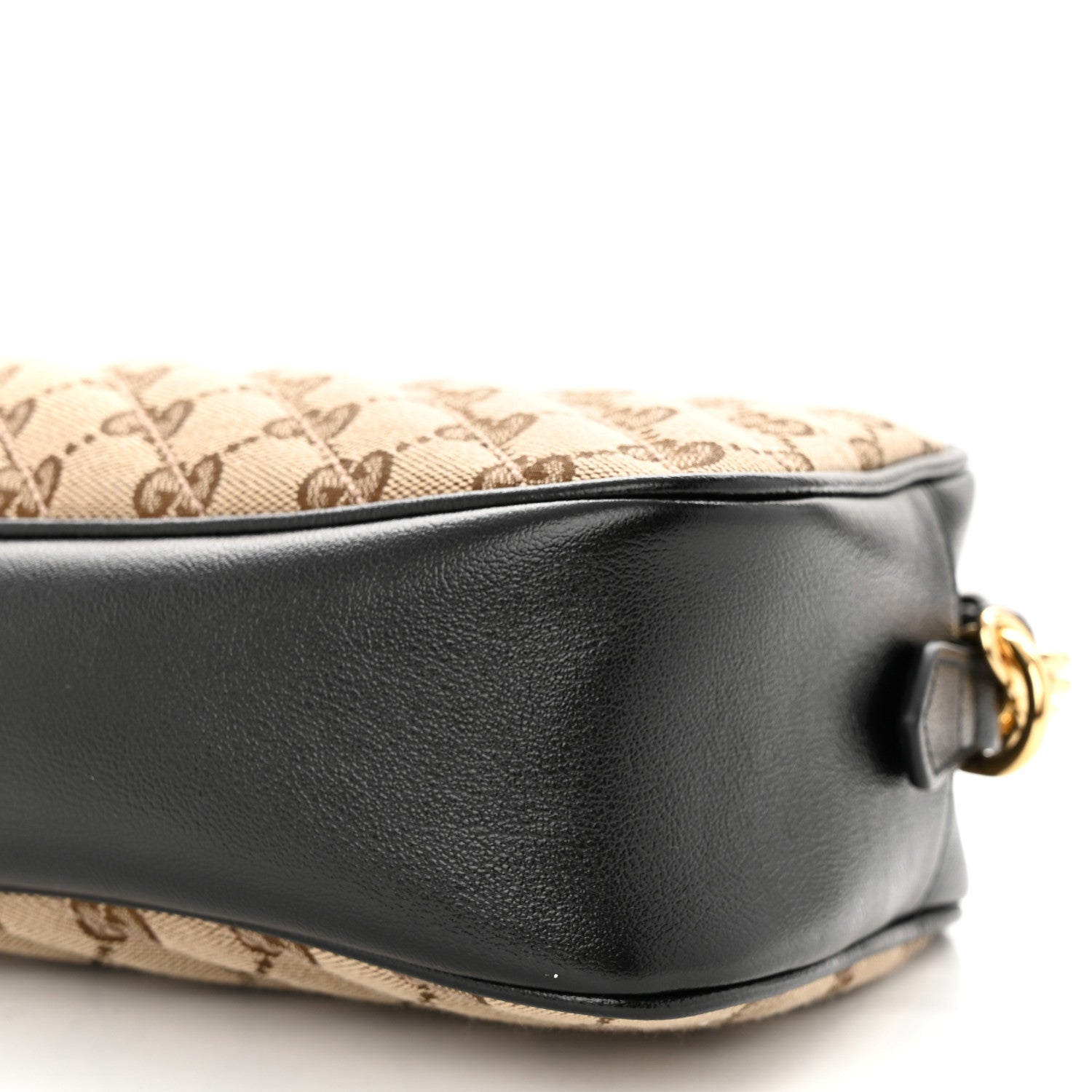 Gucci Monogram Matelasse Diagonal Small GG Marmont Chain Shoulder Bag Beige Black 10 of 13