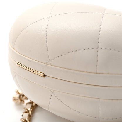 Chanel Lambskin Quilted Oval Minaudiere Chain Clutch White 12 of 13