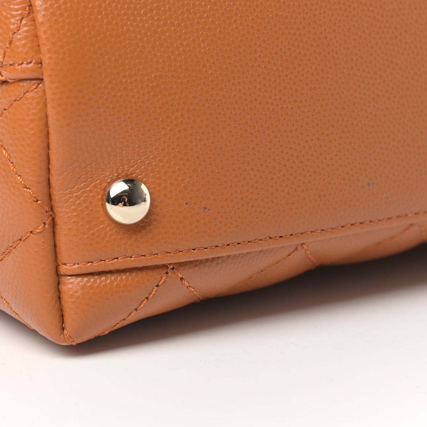 Caviar Quilted Small Coco Handle Flap Light Brown