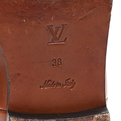 Louis Vuitton Canvas Calfskin Heritage Flat High Boots 38 Beige Brown 7 of 9